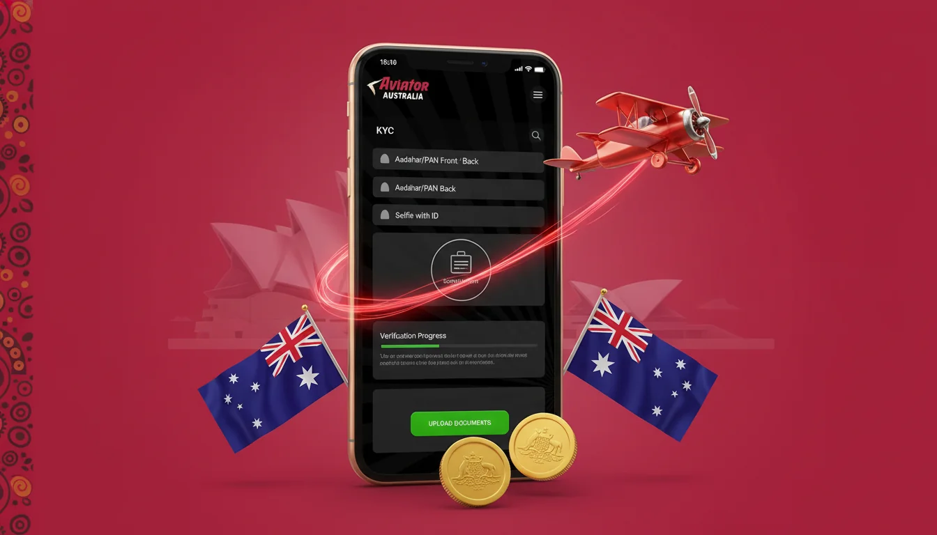 KYC verification upload screen with document checklist and approval status for an Australian player