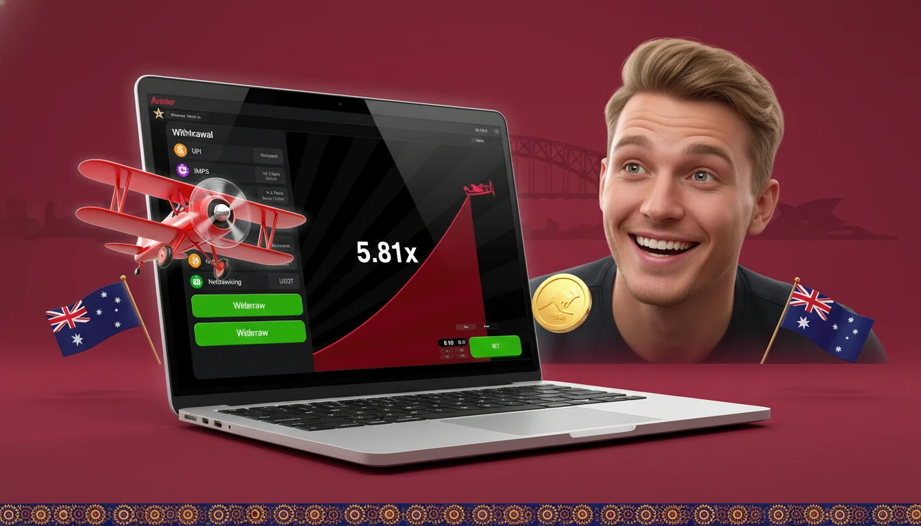 Aviator casino cashier showing AUD payment methods - card, e-wallet, and crypto options with limits