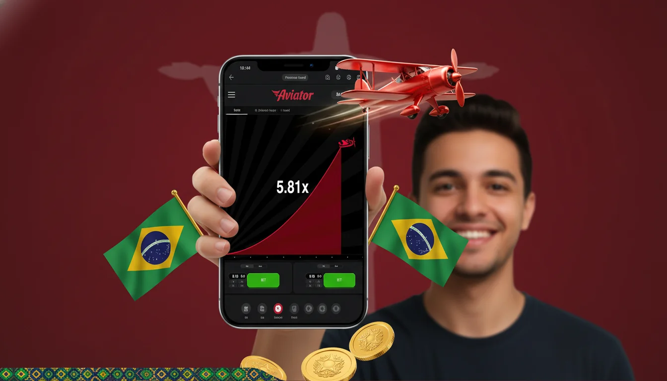 Interface do Aviator com a curva do multiplicador subindo e o painel de aposta dupla ativo