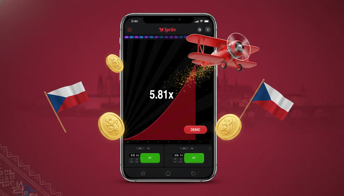 Mobilní aplikace kasina s hrou Aviator a panelem pro výběr výhry