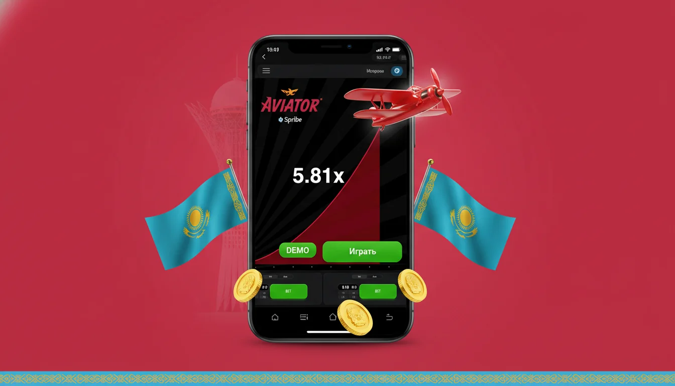 Мобильное приложение казино с открытой игрой Aviator и панелью ставок на смартфоне