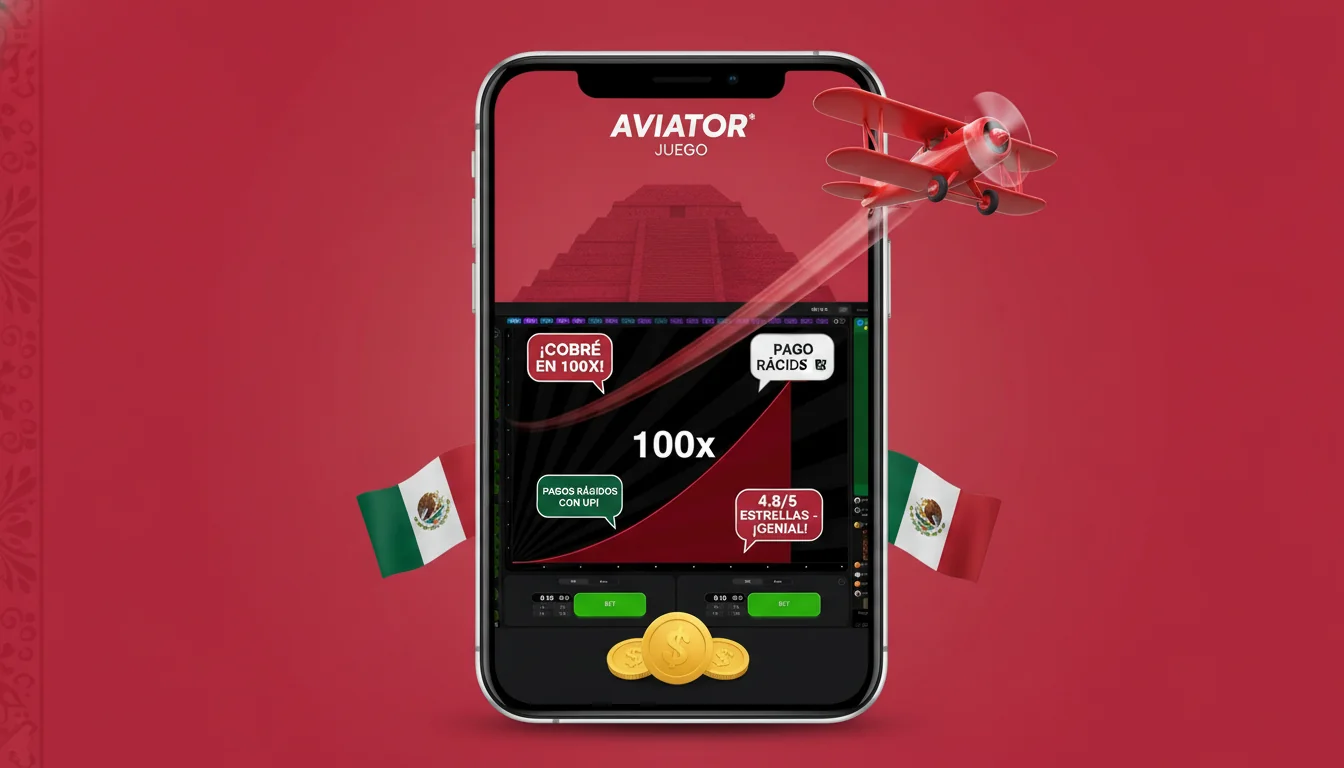 Interfaz del juego Aviator en el centro rodeada de burbujas de diálogo flotantes con citas de jugadores - retiré a 100x, pago rápido por UPI, 4.8/5 estrellas -