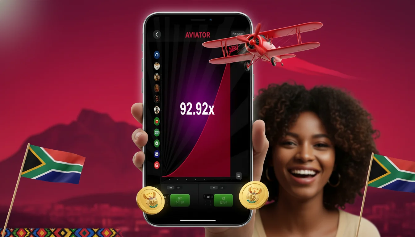 Aviator game interface showing the rising multiplier curve, the plane mid-flight, and the dual bet panel with two active stakes