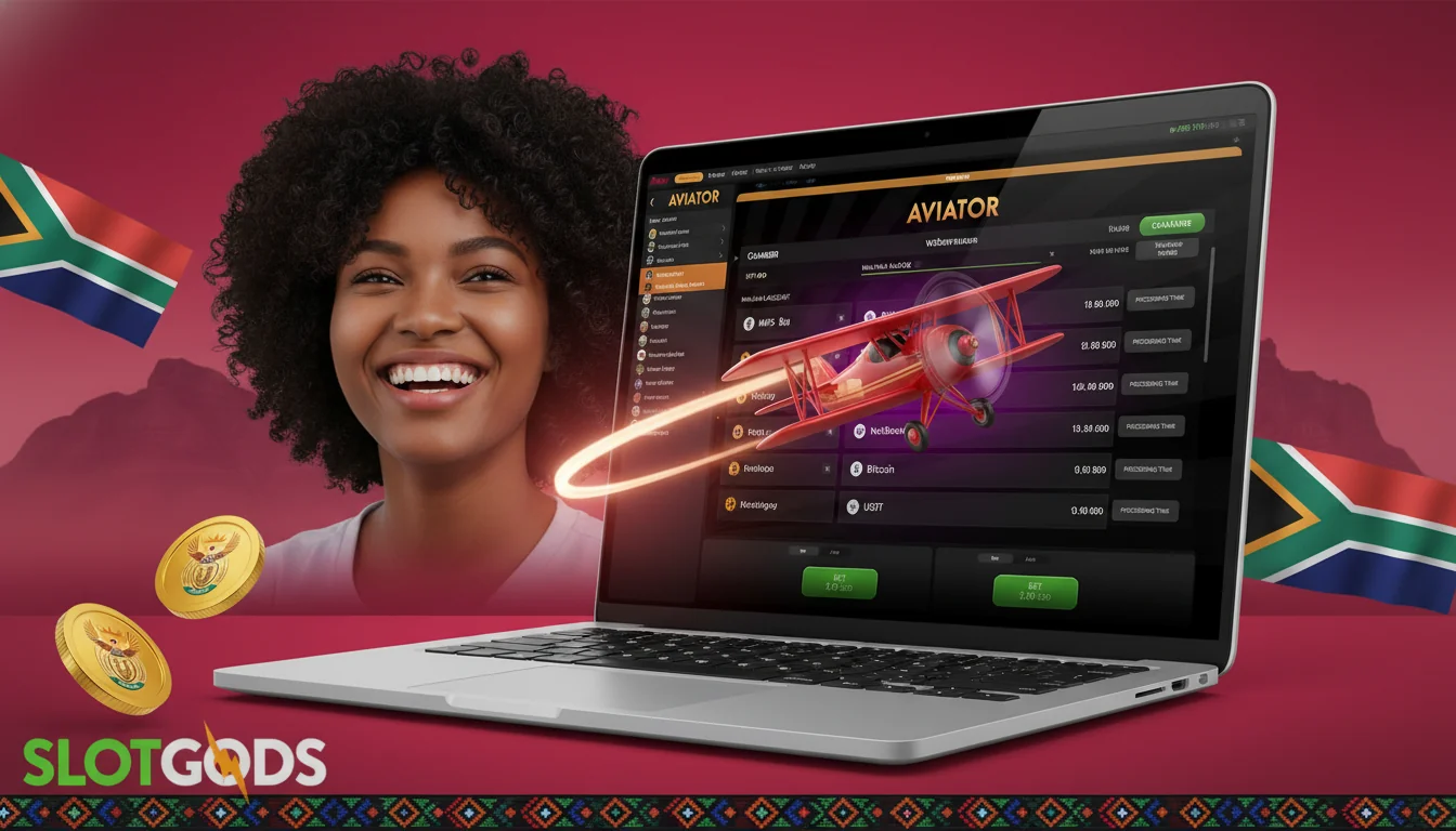 Aviator casino cashier showing EFT, Visa, Mastercard and crypto withdrawal options with rand limits