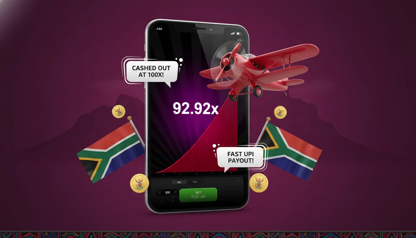 Aviator game interface in the centre surrounded by floating player quote speech-bubbles - cashed out at 100x, fast UPI payout, 4.8/5 stars -